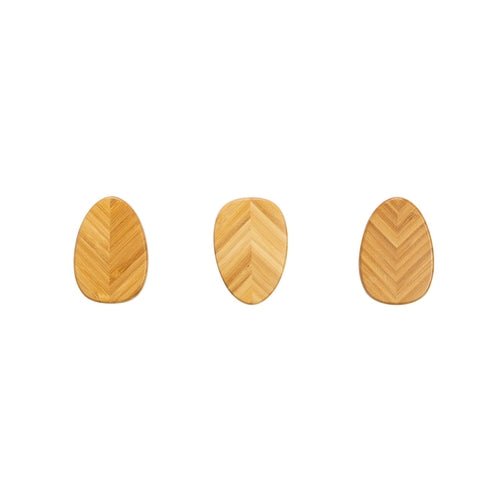 Design Clothes Hooks in Leaf Shape, 3 pieces Set, Color: bamboo